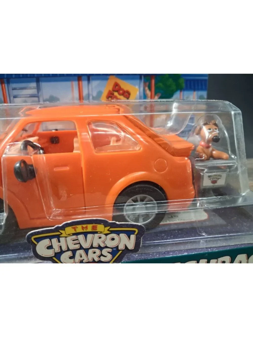Vtg Chevron Gas Station Orange Car Holly Hatchback Dog at Station Plastic 90's